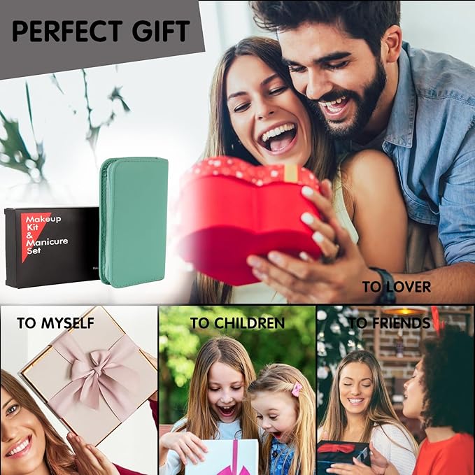 Nail Kit, Manicure Kit, Nail Care Kit for Women, Manicure Pedicure Set, Nail Clippers Toenail Clippers Kit, Professional Manicure Kit Pedicure Kit, Green Travel Case, Set of 12.