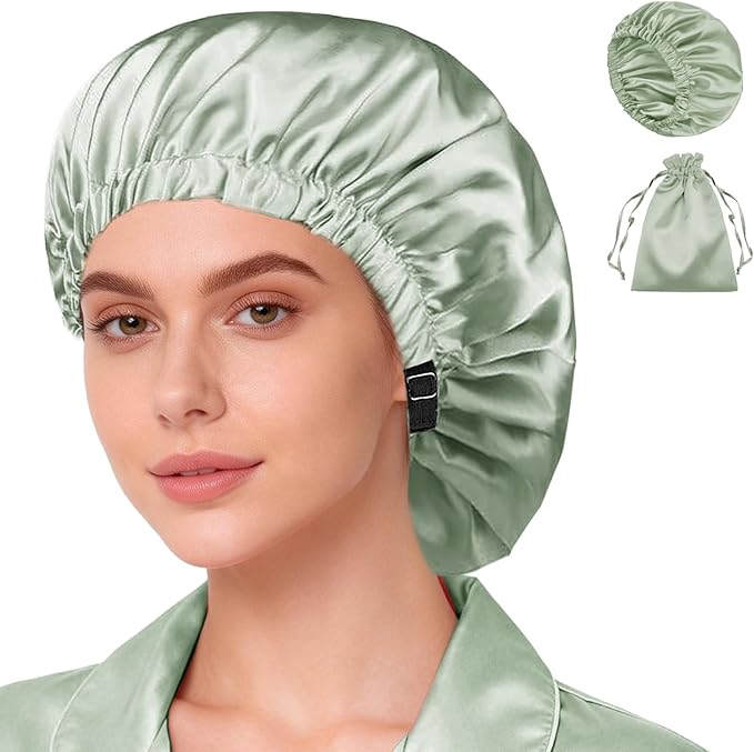 Satin Bonnet 2Pcs Silk Bonnet Hair Bonnets For Sleeping Silky Soft Sleep Cap Womens Night Curly Natural Hair Caps