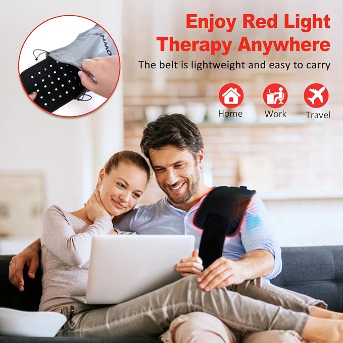 Red Light Therapy Belt, 3 in 1 LED Bead Infrared Light Therapy for Body, Wearable Wrap with Timer for Back Shoulder Waist 660nm Red Light-Therapy & 850nm Infrared Light Device Home Use (Corded)
