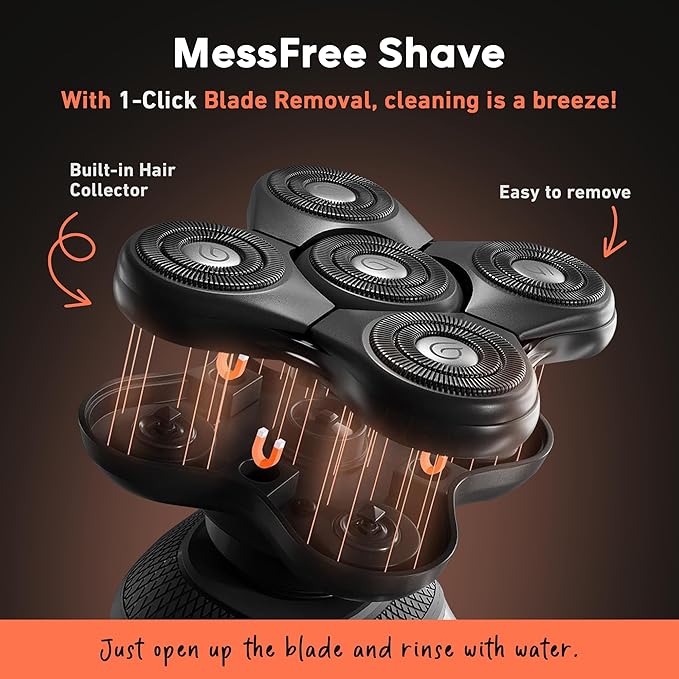 Groomie Cordless Bald Head Shavers for Men, BaldiePro Head Grooming Kit - Ergonomic & Waterproof Head Shavers for Bald Men - Electric Hair Shaver & Head Razor - Men's Rotary Shaver for Smooth Shave