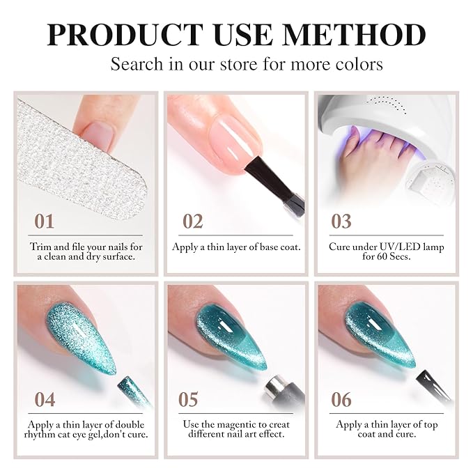 Double Rhythm Cat Eye Gel Polish with Magnet 15ML Holographic Glitter Shimmer Translucent Sheer Color Jelly Glass Magnetic Gel Polish Salon DIY at Home (Purple Pink-MC1043)