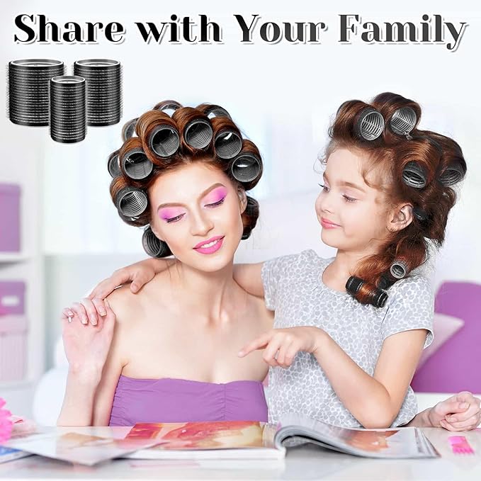 Rollers Hair Curlers 30Pcs Set with 3 Sizes (6 Large, 6 Medium, 6 Small) and 12 Clips, Storage Bag for Long, Medium, Short Hair Volume