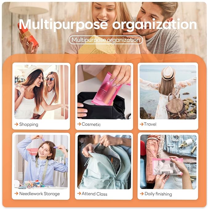 EASYFUN 6 Pieces Multipurpose Mesh Cosmetic Bag With Zipper Portable Travel Organizing Zipper Pouch Toiletries Makeup Pouches For Home Travel Accessories Pencil Case