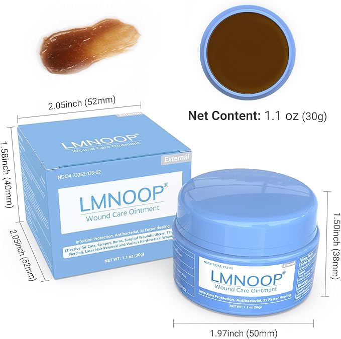 LMNOOP® Wound Care Ointment - Fast Healing Wound Cream, Maximum Repair for All Ages, Wound Healing Ointment for Deep/Open/Surgical Wounds, Bedsores, Diabetic Wounds, Ulcers, Burns, Cuts
