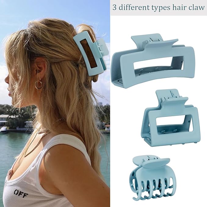 Mehayi 9 PCS Matte Hair Clips Claw for Women Girls, 3 Styles Nonslip Small Hold Strong Hold Cute Jaw Clip Barrettes for Thick Thin Long Short Hair, Fashion Acrylic Hair Clamps Styling Accessories