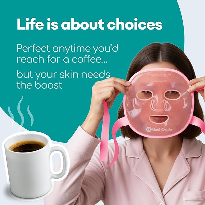 Medi Grade Cooling Ice Face Mask and Cooling Eye Mask for Puffy Eyes, Pink - Self Care Face Ice Pack with ChillGel Face Ice Mask Technology - Cooling Face Mask, Eye Pads and Bag