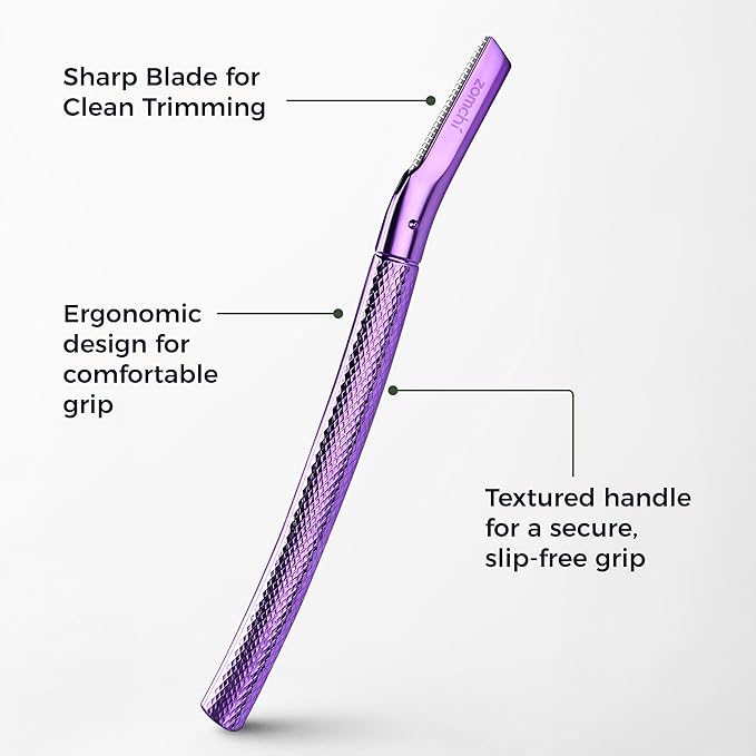 ZOMCHI Eyebrow Razor, Face Razors for Women&Men, Eyebrow Trimmer Shaper with Precision Cover, Facial Shaver with 6 Blades (Purple)