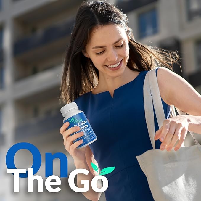 Adult Calm Magnesium Chewables – Magnesium, Ashwagandha & L-Theanine Supplement for Stress, Mood & Relaxation, High Absorption, Non-GMO, Grape Flavor (60 Chewables)