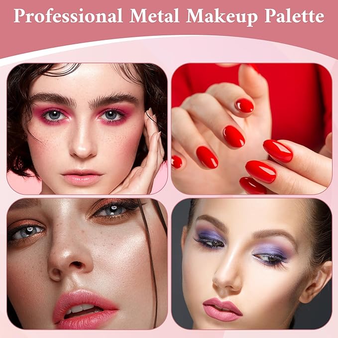 2Pcs Makeup Mixing Palette, Stainless Steel Metal Makeup Palette with Spatula Artist Tool for Mixing Foundation Nail-Art Professional Make up Artist Must haves for Cosmetic Makeup Palette and Nail Art