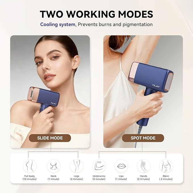 MLAY T14 IPL Epilator – 96.39% Hair Reduction in 4 Weeks, 500 Million Flashes, Pain-Free with Cooling System (Not a Laser), Suitable for All Skin Types, Blue