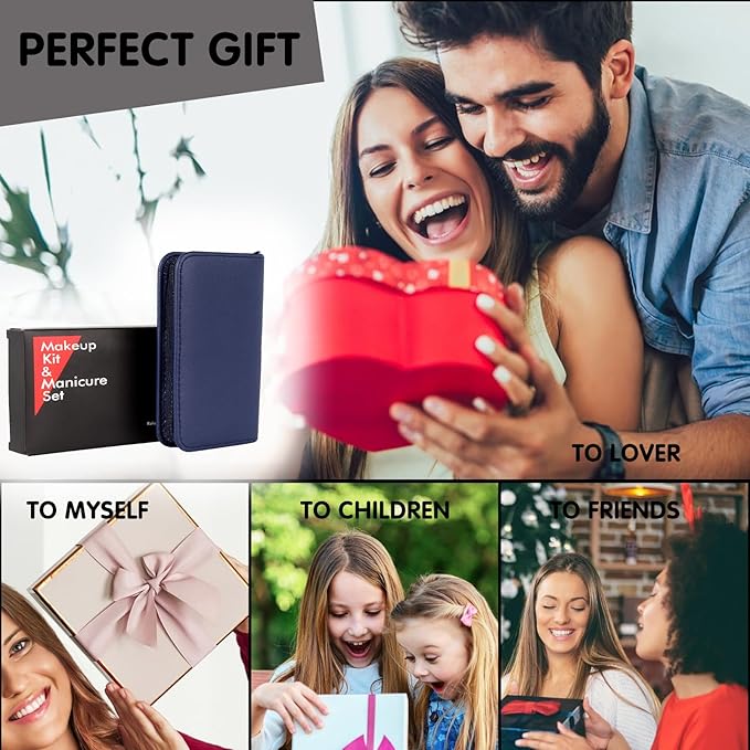 Nail Kit, Manicure Kit, Nail Care Kit for Men, Manicure Pedicure Set, Nail Clippers Toenail Clippers Kit, Professional Manicure Kit Pedicure Kit, Blue Travel Case, Set of 12.