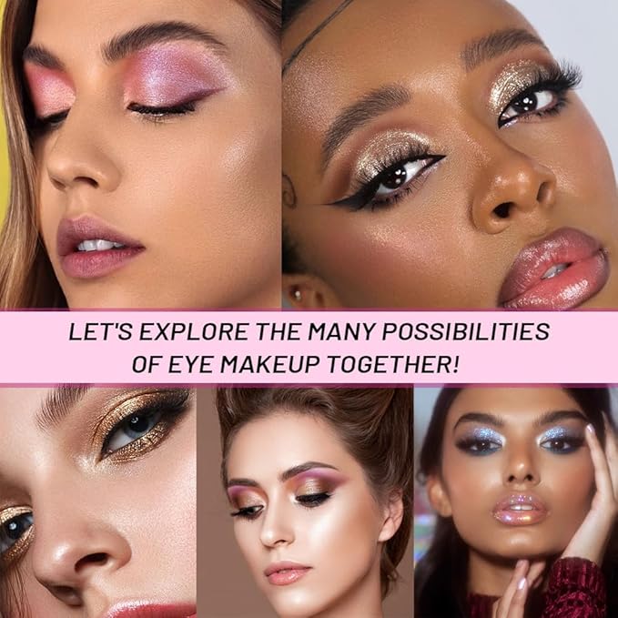 Sparkly Eyeshadow Palette for Women, Single Monochrome Eye Shadow Makeup, Shiny Pressed Cream Powder, Blendable Natural sombras para ojos, Holographic,Vegan,Travel (04-Glitter-Rose Pink)