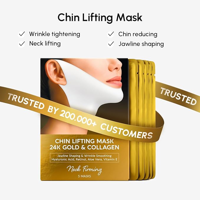 MAREE V Line Lifting Mask with Hyaluronic Acid – Deep Collagen Face Mask for Women – Jawline Shaper Facial Masks with Retinol – Tightening & Firming Neck Lift Tape – Double Chin Strap for Face Lift