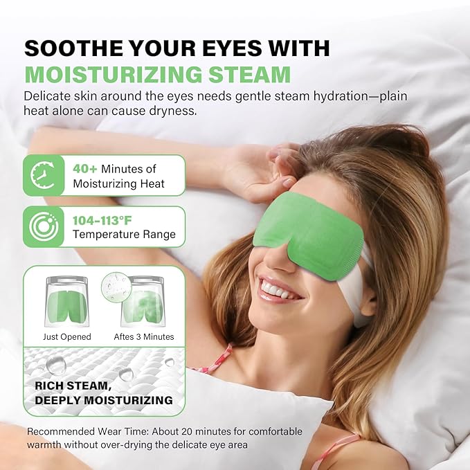 16 Packs Steam Eye Mask, Extra Deep Heat for Dry Eyes, Fast Relief for Irritation, Stye, Puffy Sensitive Eyes and Eye Strain, Disposable Self Heating Warm Compress (Unscented)