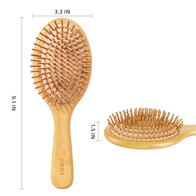 MRD Hair brush, Natural Bamboo Paddle Detangling Hairbrush, Massage Scalp Thick/Thin/Curly/Dry Hair For Women & Men