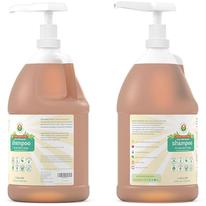Natural Shampoo for Dry Hair & Scalp - Organic, Raw & Wildcrafted with Probiotics, Hypoallergenic & Sulfate Free Hydrating Shampoo for Dryness, Frizz, Breakage, Itchiness, Thinning - Gallon, Original