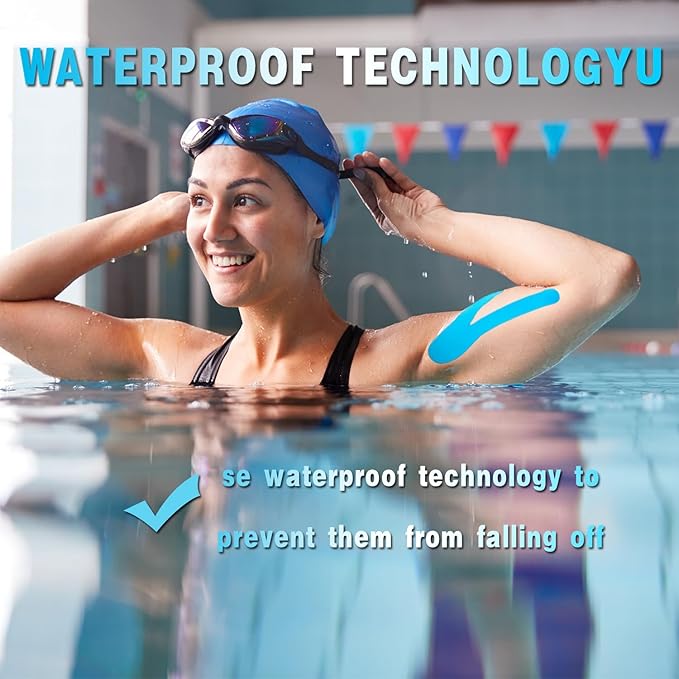 Waterproof Kinesiology Tape-4 Rolls | Elastic Athletic Tape for Joints Support & Muscle Pain Relief,Latex Free Cotton Sport Tape with Hole Perfect for Any Activity(4Color-Hollow)