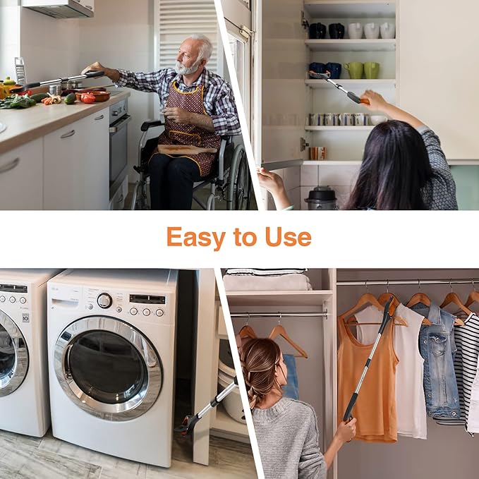 2-Pack Extra Long Grabber Reacher, 32" Foldable Trash Picker Grabber with Strong Magnetic Tip, 90° Rotating Head Trash Gripper, Trash Claw Grabber Tool,Hand Grabber for Reaching