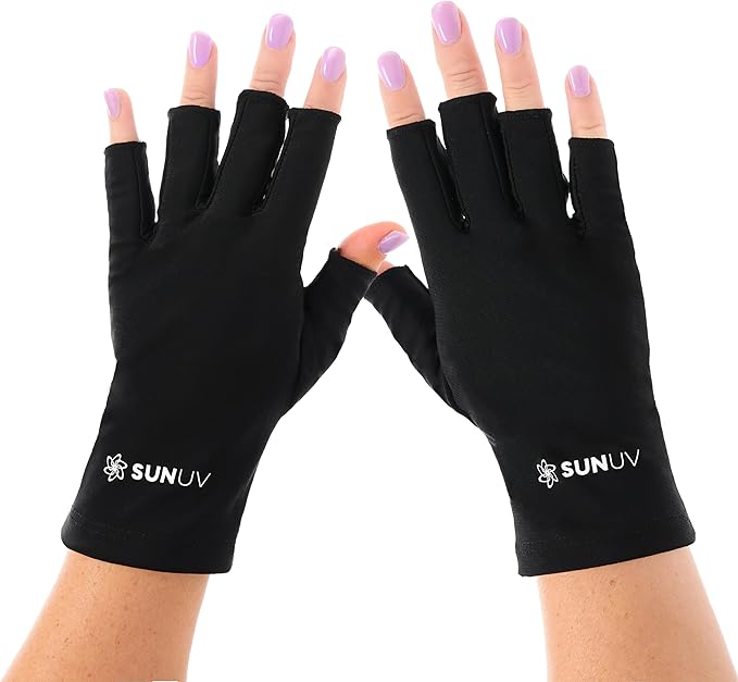 SUNUV LED Gloves for Gel Nails, UPF 50+ Anti UV Gloves for Gel Nail Lamp, Professional UV Gloves for Nail Techs