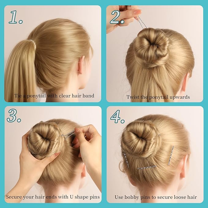 Teenitor 300pcs Silver Bobby Pins Hair Pins Kit, 100pcs Bobby Pins 100 Hair Pins for Women for Buns, 100pcs Hair Bands, 2" 2.36", Silver Bobb y Pins for Gray Hair 2" 2.75"