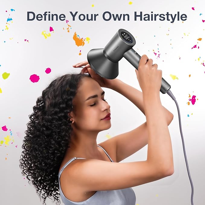 Professional Hair Dryer, 150,000 RPM High-Speed & 200 Million Negative Ions, Intelligent HD Display, Low Noise 51dB, Magnetic Diffuser & Nozzle, Travel Gift for Women