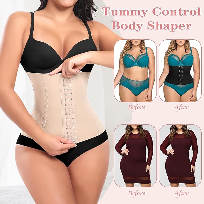 Werena Waist Trainer for Women Corset Shapewear Tummy Control Slimming Body Shaper Girdle Waist Cincher Belly Band