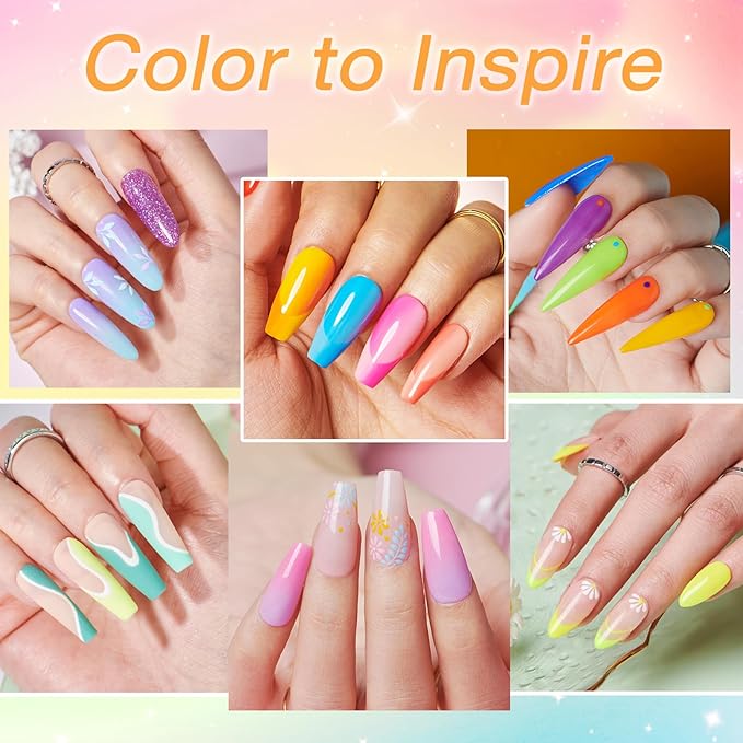 AZUREBEAUTY 31 Pcs Dip Powder Nail Kit Starter, Spring Summer 20 Colors Glitter Neon Pink Blue Green Dipping Powder Liquid Set with Top/Base Coat Activator for French Nail Art Manicure DIY Salon Gift