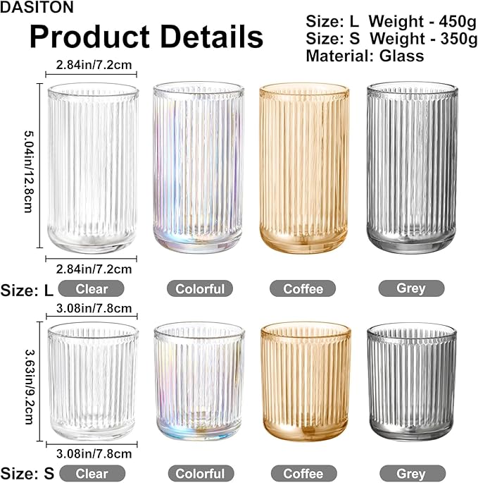 DASITON Makeup Brush Holder Organizer, Crystal Glass Makeup Brushes Storage Holder, Vintage Make Up Brush Cup for Vanity, Pen Pencil Holder for Desk, Toothbrush Holders for Bathroom (Colorful S)