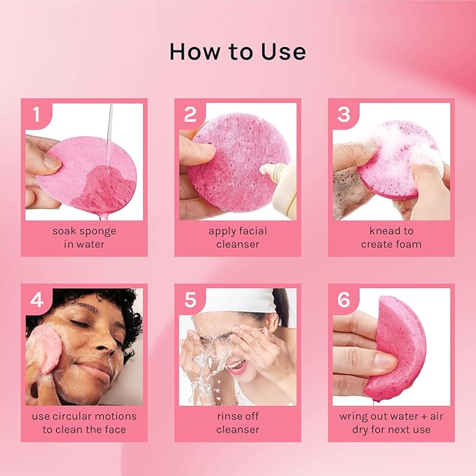AOA Studio 100-Count Compressed Facial Sponges 100% Natural Cosmetic Spa Sponges for Facial Cleansing, Exfoliating Mask, Remove for Makeup, Dead Skin, and Dirt (100 counts, Pink)