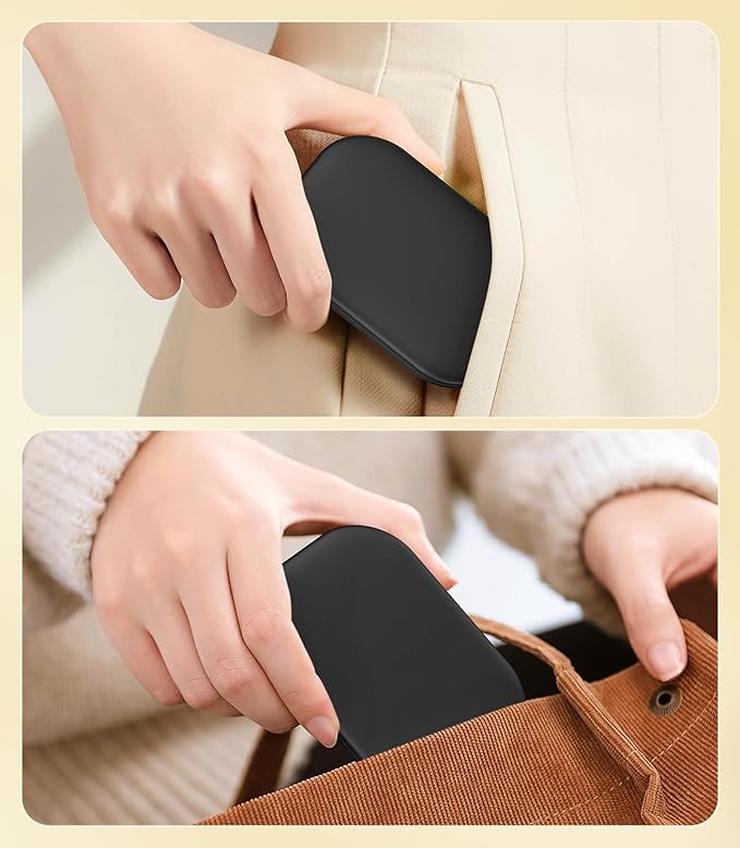 Gospire Lighted Compact Mirror with Light and Magnification 1X/3X, Stepless Dimming and Three-Color Adjustable Lights, Rechargeable Battery and Small Mirror for Purse and Travel - Black