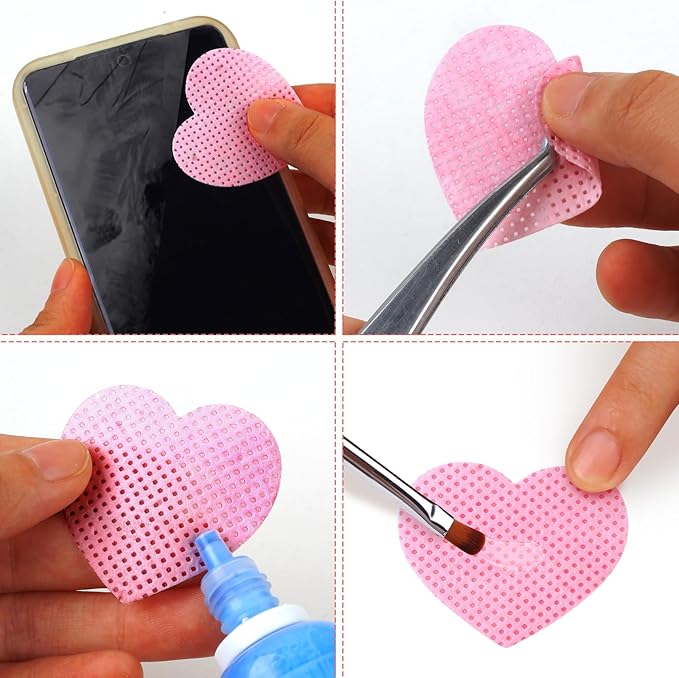 400PCS Nail Cotton Pads,1 Pull-Down Pump Dispenser Bottle, Super Absorbent Soft Non-Woven Eyelash Glue Wipes,Lash Extensions Glue Cleaning Wipes Nail Salon Supplies (Pink)