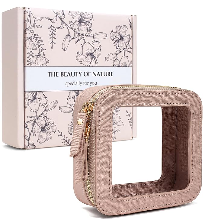 LETGO Clear Makeup Bags Small, TSA Approved Toiletry Bag with Zipper, Mini Clear Makeup Pouch Purse Organizer Fit Carry-on Travel Essentials,Small Cosmetic Bags for Car Storage (Mini-Nude)