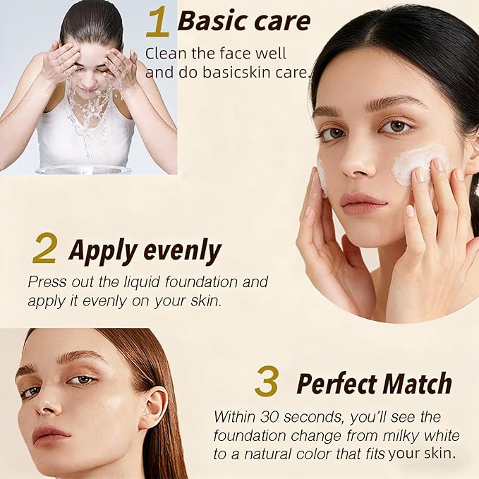 Chromia 4-in-1 Adaptive Foundation - Color Changing Foundation, SPF 50, Hypoallergenic Hydrating Liquid Concealer, Long-lasting & Waterproof Natural Finish - 1.05 fl oz (2PCS)