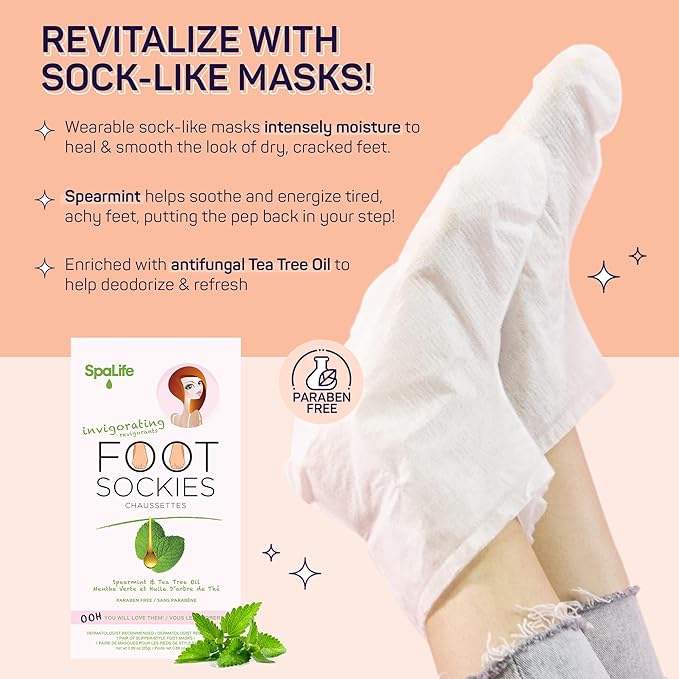 SpaLife 10 Piece Korean Face Mask & Moisturizing Hand Gloves Set | Foot Mask Socks for Dry Cracked Hands & Feet | Korean Skincare Cuticle Repair Mask Women | Self Care Gifts for Women | 10 Pack