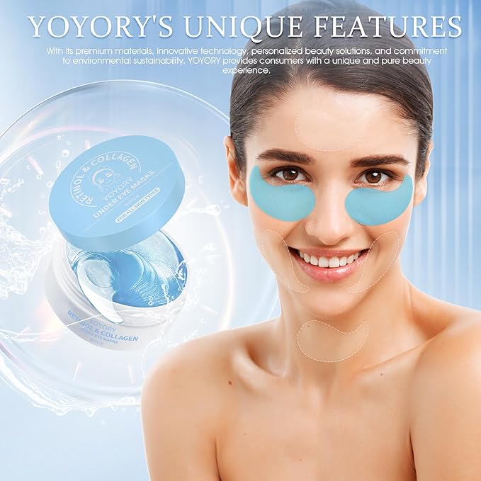 Under Eye Patches Masks - for Dark Circles, Puffy Eyes, Fine Lines, Wrinkles, Eye Bags Treatment with Collagen and Hyaluronic Acid,Firming & Cooling, Moisturizing and Hydrating (60 Pcs) Blue
