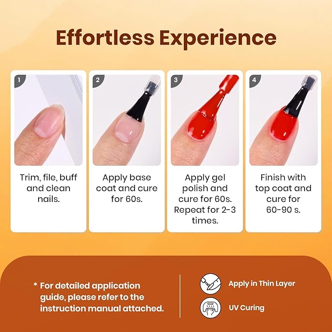 beetles Orange Gel Polish Set - 6 Colors Red Yellow Orange Gel Nail Polish Set Twilight Warmth Collection Uv Gel Nail Art Manicure Gift for Women