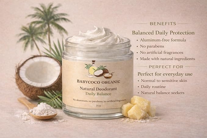Natural Deodorant β Daily Balance β Aluminum Free, Gentle Everyday Odor Protection, Handmade in Miami, 3 oz