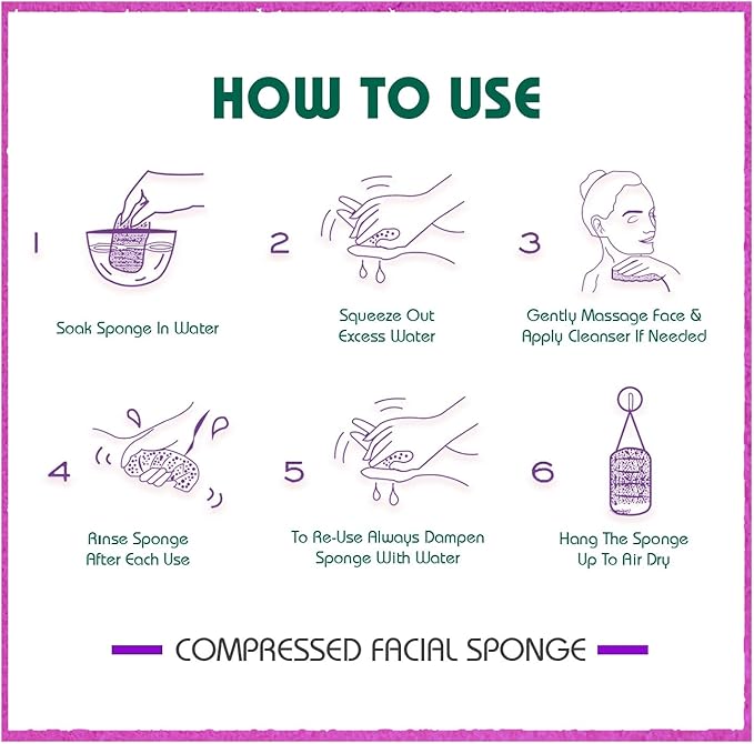 60-Count Compressed Facial Sponges, 100% Natural Cosmetic Spa Sponges for Facial Cleansing, Exfoliating Mask (Pink Heart)