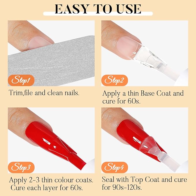 Nicedeco Gel Nail Polish Nail 12 Colors, Hema Free, Cruelty Free, Vegan, Nude Pink Red White U V Gel Manicure Kit 9