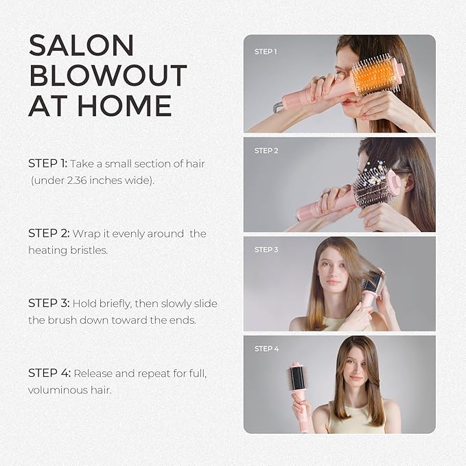 TYMO 4.0 Hair Blow Dryer Brush - Lightweight 3X Faster Drying 5-in-1 Ionic Blowout Hair Dryer Brush Adds Shine, Volume & Fullness for Smooth, Anti-Frizz Straight, Curl & Blowout Styles, Metal Grey