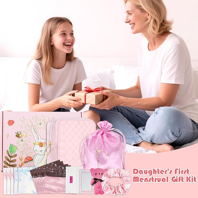 First Period Kit for Girls, 5.3" Checkered Tampon Holder for Purse, Menstrual Starter Tampon Bag Pad Pouch, Emergency Sanitary Napkin Storage Bag Teen Period Kit Gifts for Tweens