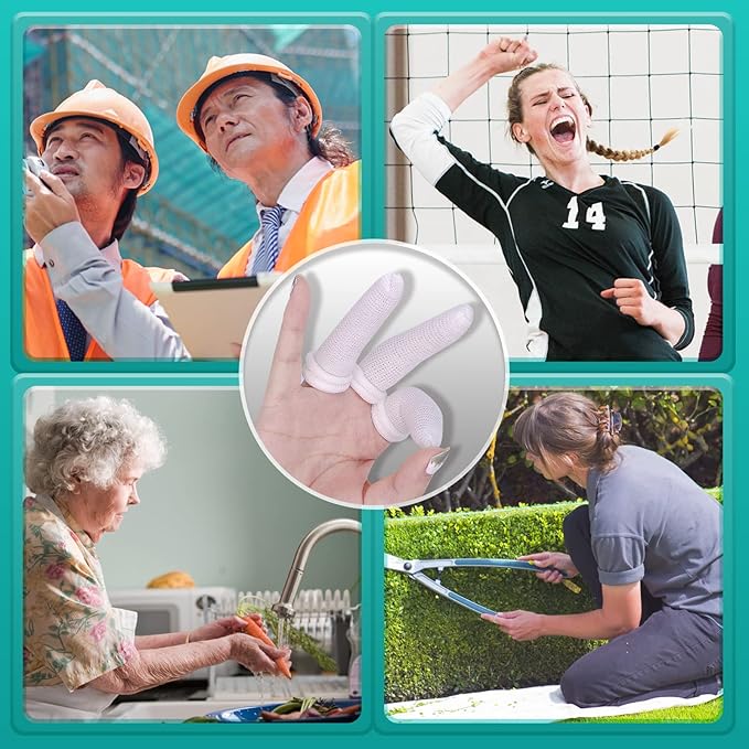 Dimora Finger Cots, Pack of 60 (Large Size) Finger Protectors, Breathable Bandages for Wound Care, Stretchy Sleeves for Gardening, Fitness and Cargo Handling, White