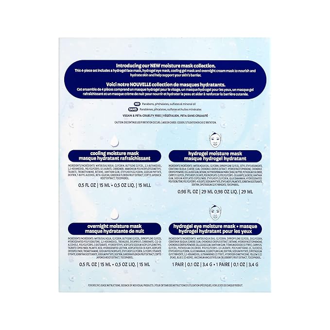 Freeman 4 Piece Hydrating Face Mask Set – Clean Moisture & Glow Sheet Mask Kit With Under Eye Patches, Dermatologist Tested Skincare For Dry or Sensitive Skin, Travel Friendly