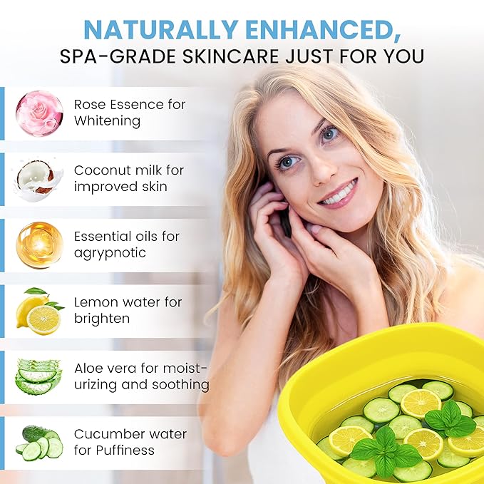 Face Bowl for Ice - Ice Face Plunge Bowl Collapsible, Silicone Facial Tub for Cold Water Therapy, Large Portable Ice Bath Basin for Skin Tightening, Puffiness Relief, Dunking and Rejuvenation (Yellow)