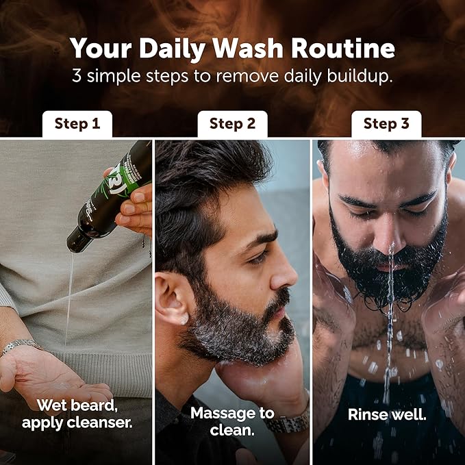 Detroit Grooming Co. Beard Wash - Men's Deeply Cleansing Shampoo for Beards and Mustaches - Aloe Vera and Essential Oils for Refreshing - Cedarwood & Amber Scent - Black Edition - 8oz