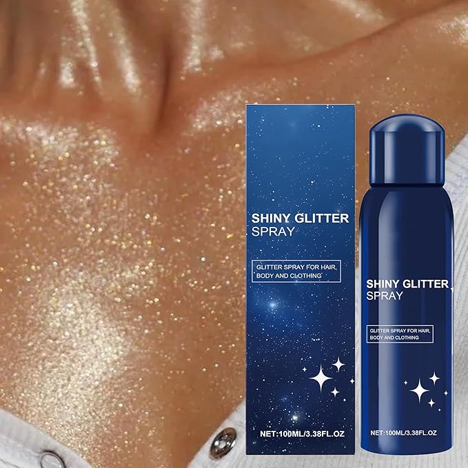 4-in-1 Shimmer Spray for Body, Hair, Makeup & Outfits - Travel-Size Glitter Spray for Instant Natural Glow, Lightweight & Quick-Dry for Parties, Photos, Festivals