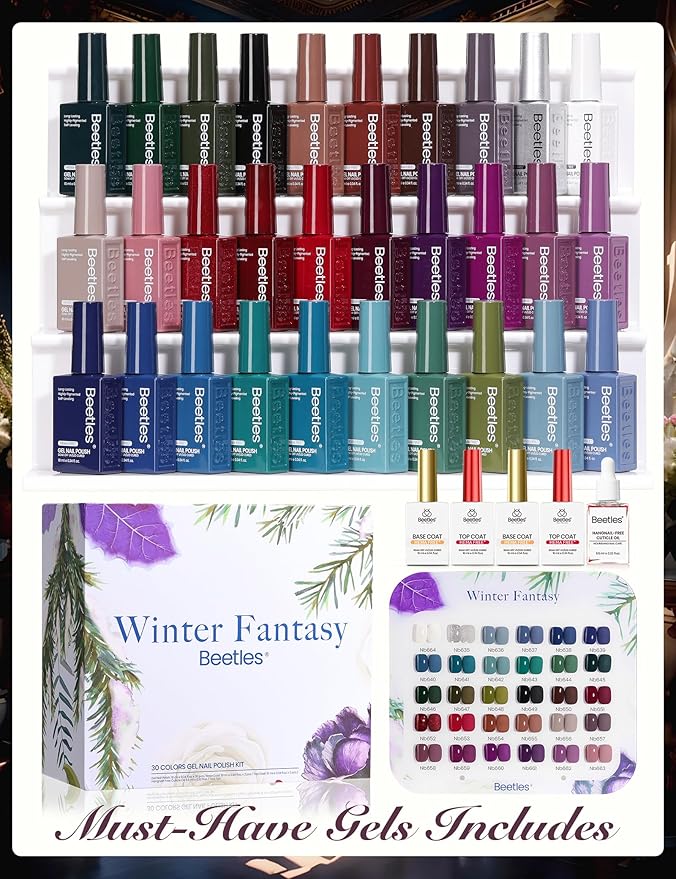 Beetles Spring Gel Polish Set - Spring Fantasy Collection, 35PCS HEMA-Free 10ml Soak Off UV LED Gel Nail Kit, Berry Red Caramel Colors with Base Top Coat & Cuticle Oil Valentines Gift
