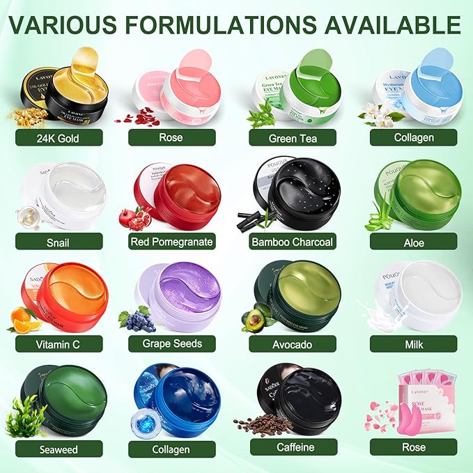 LAVONE Eye Mask - 30 Pairs Seaweed Under Eye Patches Skin Care Products - Eye Masks Skincare for Dark Circles and Puffiness, Reduce Wrinkles, Eye Bags and Fine Lines, for Women and Man