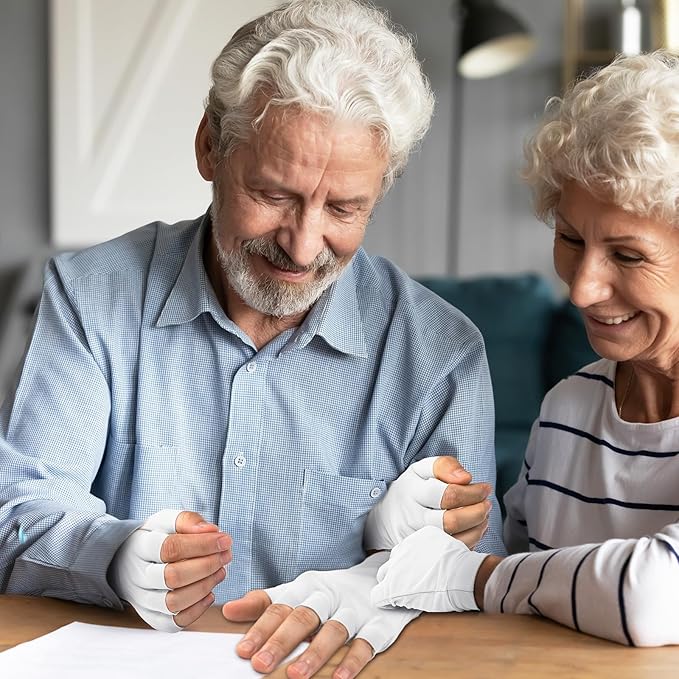 3 Pairs Elderly Skin Thin Protector Gloves Tone Fingerless Gloves Bruise Abrasion Protective to Cover Bruising