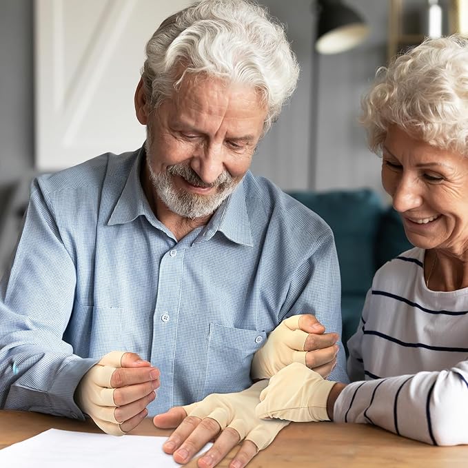 3 Pairs Elderly Skin Thin Protector Gloves Tone Fingerless Gloves Bruise Abrasion Protective to Cover Bruising